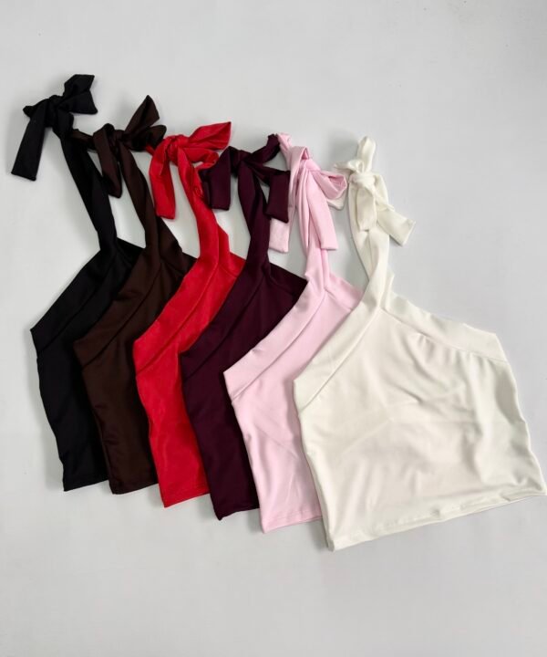 1709/M-Top Microfibra Chocker Con Tira Ancha X Para Atar Cuello Y Pechera Forrado