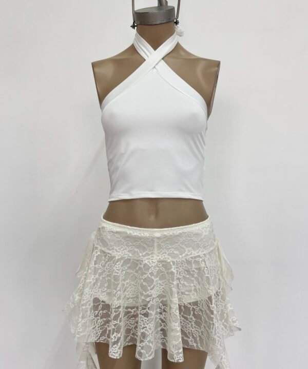 Alternative view of 1709/M-Top Microfibra Chocker Con Tira Ancha X Para Atar Cuello Y Pechera Forrado