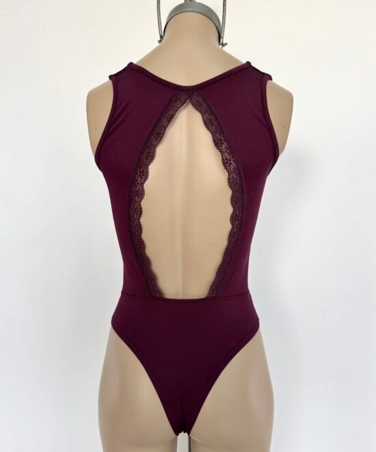 6007/M-Body Microfibra Musculosa Escote Redondo Forrado Espalda Abertura Con Puntilla - Imagen 3