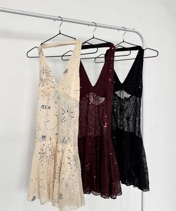 463/TL1-Vestido Marilyn Tul Lentejuela Estrella Luna Con Volado Y Short Interno