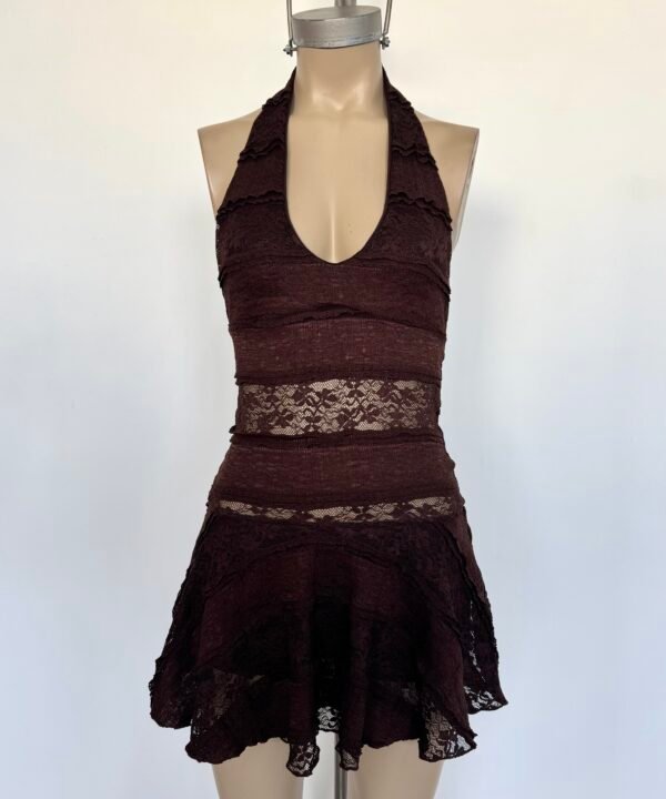 Alternative view of 463/ER-Vestido Marilyn Encaje Ruffle Pechera Forrado Con Volado Grande Y Short Interno