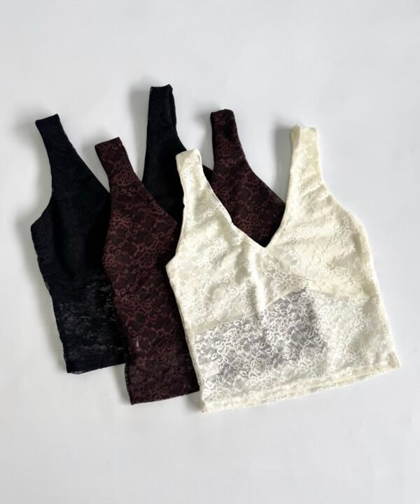2880/E-Musculosa Encaje Lencero Escote V Forrado Con Espalda U