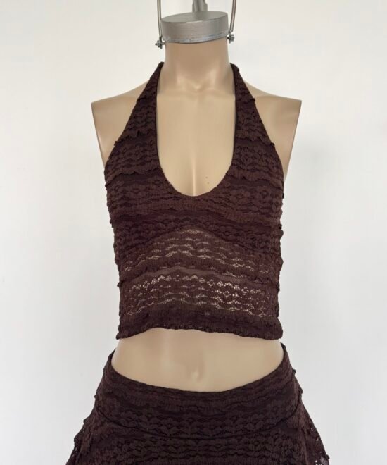 2521/EM-Top Encaje Missha Pechera V Halter Para Atar Cuello - Imagen 3
