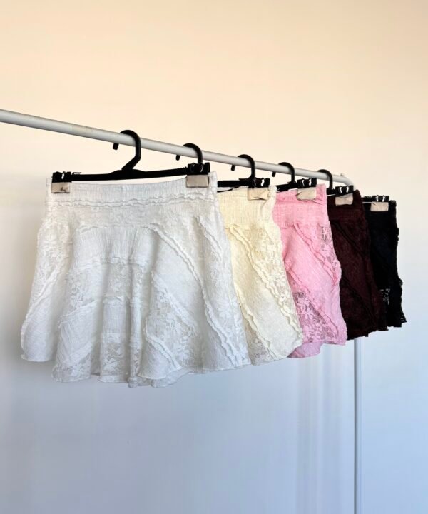 635/ER-Pollera Encaje Ruffle Volado Con Short Interno