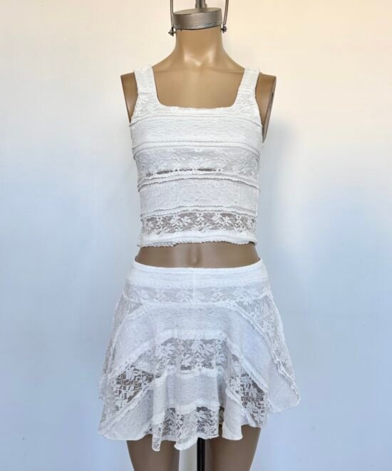 635/ER-Pollera Encaje Ruffle Volado Con Short Interno - Imagen 3