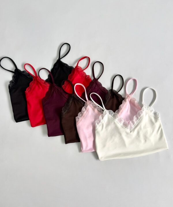 3075/M-Croptop Microfibra Tirita Puntilla V Delantera Forrado