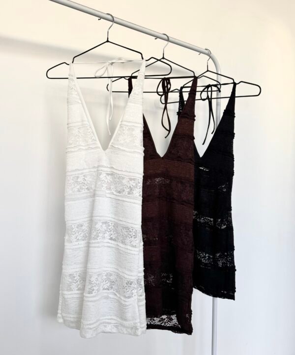 509/ER-Vestido Encaje Ruffle Halter Cruzado Para Atar Cuello