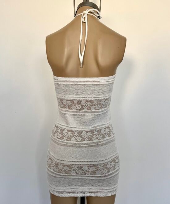 509/ER-Vestido Encaje Ruffle Halter Cruzado Para Atar Cuello - Imagen 3