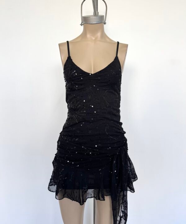 Alternative view of 498/TL1-Vestido Tirita Tul Lentejuela Estrella Luna Escote V Con Lazo Para Atar Cintura Y Volado Abajo