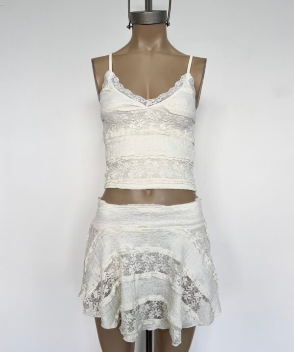 Alternative view of 3073/ER-Top Encaje Ruffle Tirita Escote V Con Puntilla