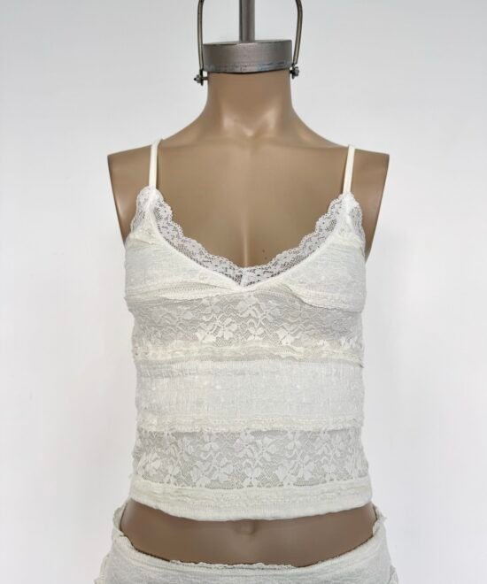 3073/ER-Top Encaje Ruffle Tirita Escote V Con Puntilla - Imagen 3