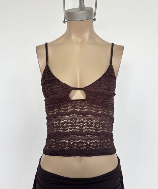 1934/EM-Top Encaje Missha Tirita Pechera Forrado Con Tira Recto Centro - Imagen 3