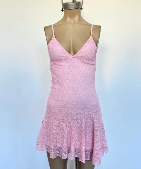 518/EO-Vestido Tirita Encaje Olimpia Con Volado Irregular - Imagen 3