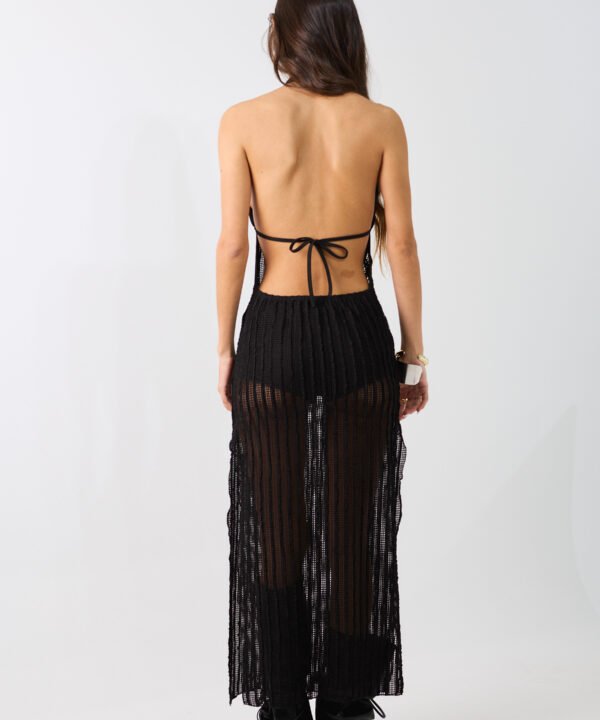 Alternative view of 443/CR-Vestido Largo Crochet Kerlina Marilyn Forrado Con Cordon Bajo Busto Y Tajo Lateral