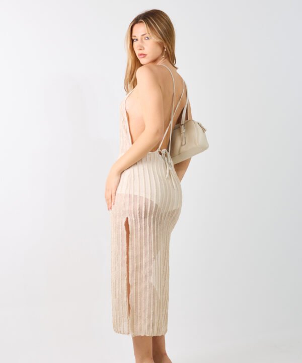 Alternative view of 496/CR-Vestido Largo Crochet Kerlina Americana Con Tira Cruce Atras Y Tajo Laterales