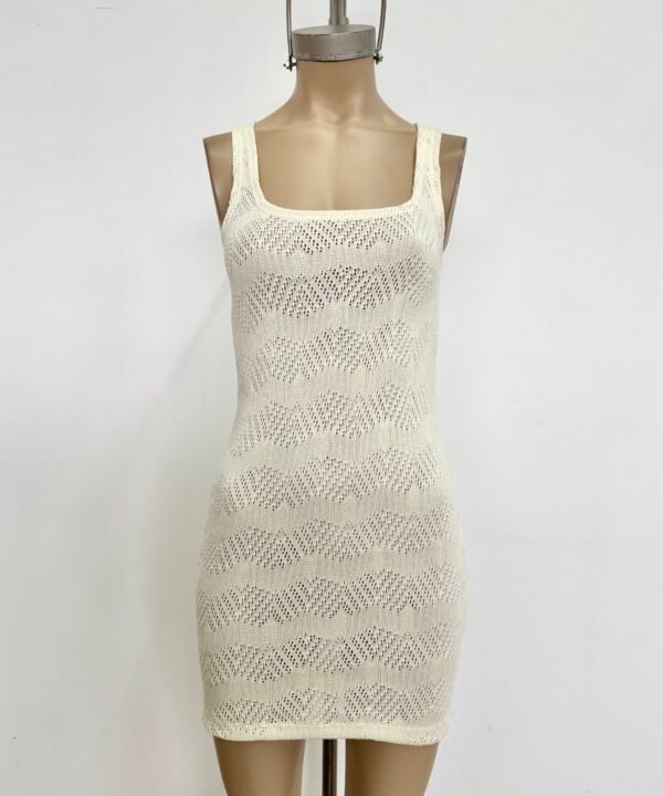 418/CR-Vestido Tejido Crochet Beach Grueso Escote Cuadrado - Image 3
