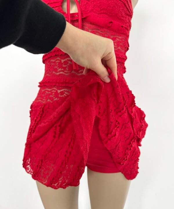 533/E-Vestido Encaje Maura Tira Para Atar Con Doble Volado Y Short Interno - Image 4