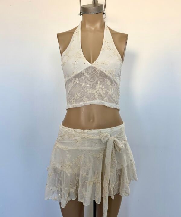 Alternative view of 2521/TH-Top Tul Hilo Bordado North Pechera V Halter Para Atar Cuello