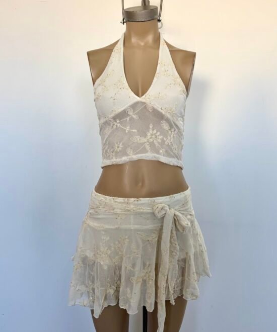 2521/TH-Top Tul Hilo Bordado North Pechera V Halter Para Atar Cuello - Imagen 3