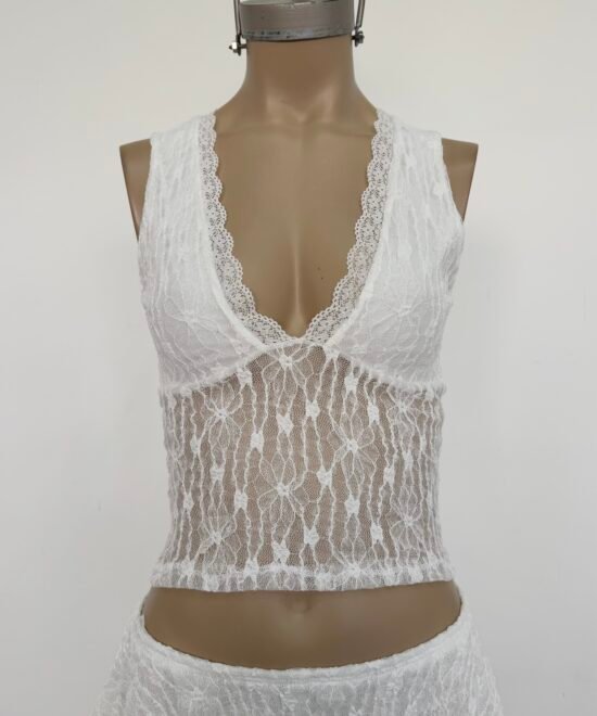1320/EJ-Musculosa Encaje Judy Recorte Pechera Forrado Con Puntilla Escote V - Imagen 4