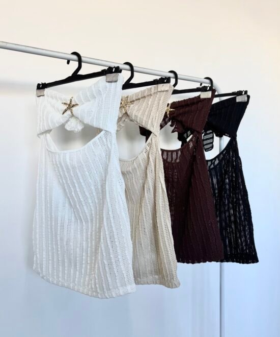 483/CR-Vestido Bando Crochet Kerlina Con Hebilla Estrella Centro Abertura U Con Lazo Para Atar Espalda - Imagen 5