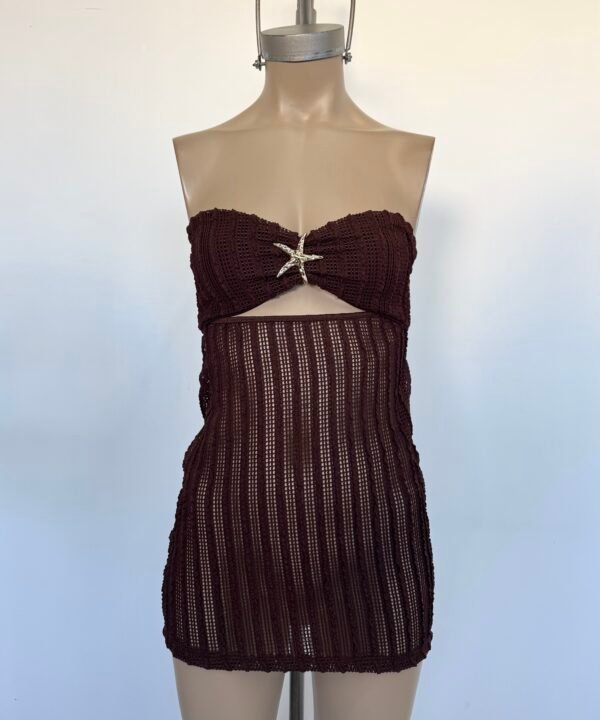 483/CR-Vestido Bando Crochet Kerlina Con Hebilla Estrella Centro Abertura U Con Lazo Para Atar Espalda - Imagen 6