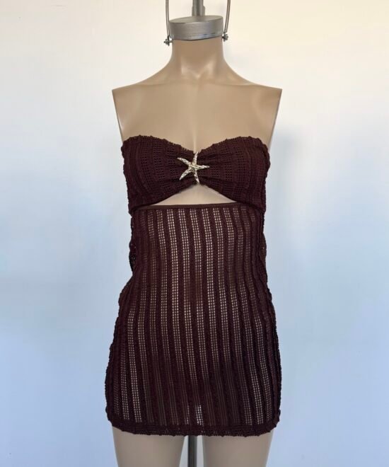 483/CR-Vestido Bando Crochet Kerlina Con Hebilla Estrella Centro Abertura U Con Lazo Para Atar Espalda - Imagen 6