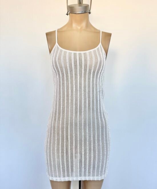 474/CR-Vestido Crochet Kerlina Corto Espalda U Con Tirita Cruce - Imagen 5