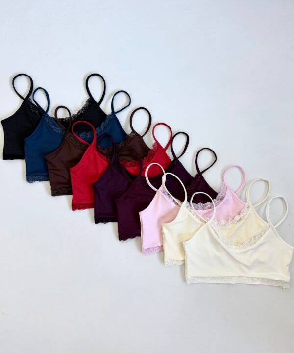 1702/M-Croptop Microfibra Tirita Pechera Forrado Con Puntilla - Imagen 3