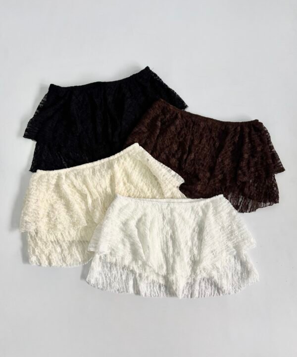 661/EJ-Pollera Encaje Judy Doble Volado Con Short Interno