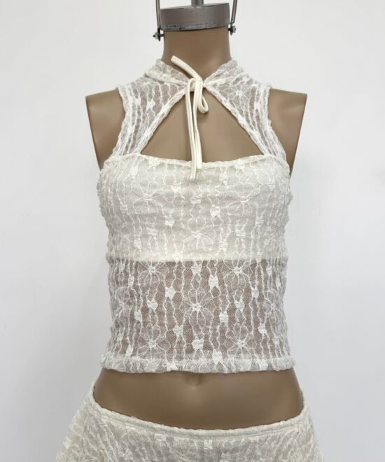 Alternative view of 1426/EJ-Musculosa Encaje Judy Cuello Mao Japo Con Tira Y Recorte Con Abertura Pecho Forrado