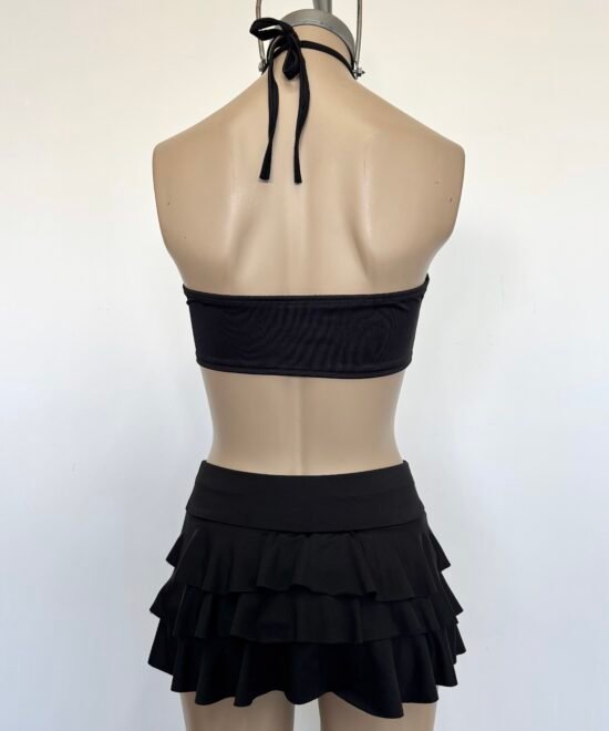 2114/M-Croptop Microfibra Americana Halter Para Atar Cuello Y Centro Abertura Forrado Con Puntilla - Imagen 3