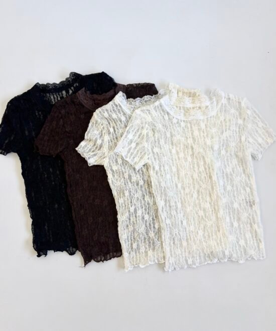 2022/EJ-Remera Encaje Judy Manga Corta Cuello Puntilla Ancha