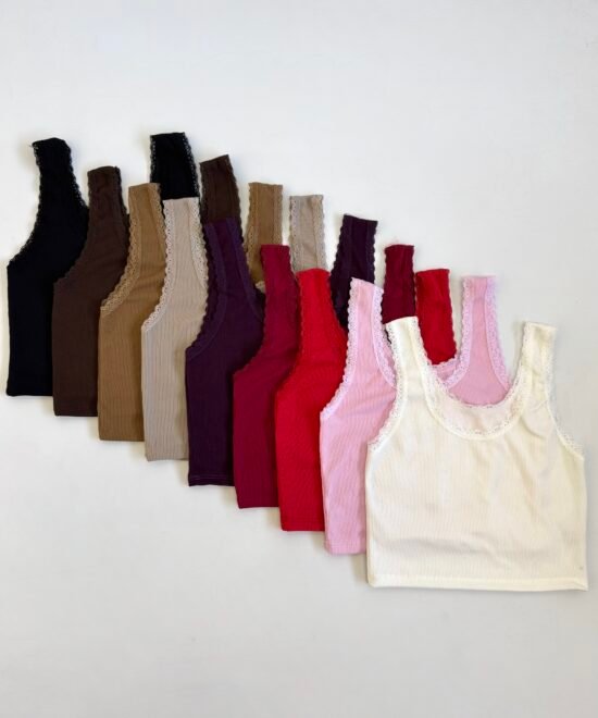 2560-Musculosa Crop Morley Tao Con Puntilla Cuello Y Sisa
