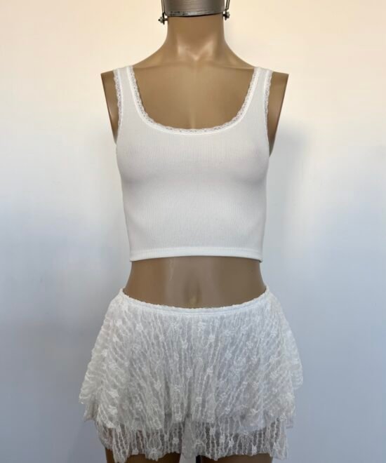 2560-Musculosa Crop Morley Tao Con Puntilla Cuello Y Sisa - Imagen 2