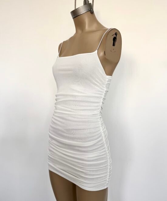 349/T-Vestido Tul Liso Frunce Lateral Bretel Cola De Rata - Imagen 3