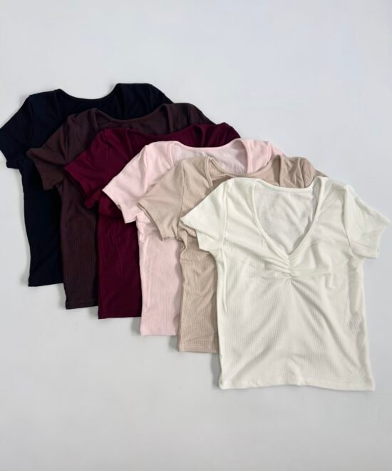5514-Remera Morley Fino Frunce Hilo Elastizado Manga Corta