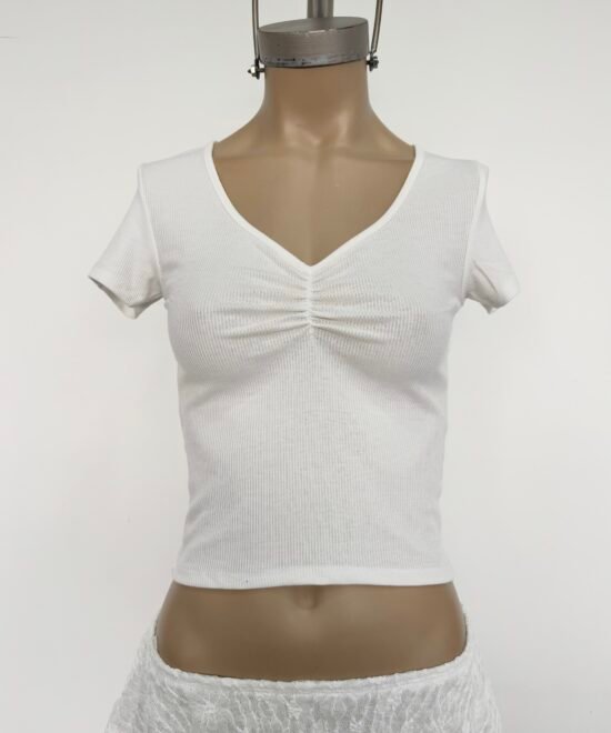 Alternative view of 5514-Remera Morley Fino Frunce Hilo Elastizado Manga Corta