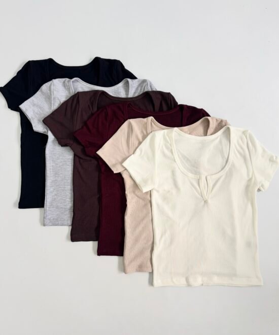4599-Remera Morley Fino Cuello V Manga Corta