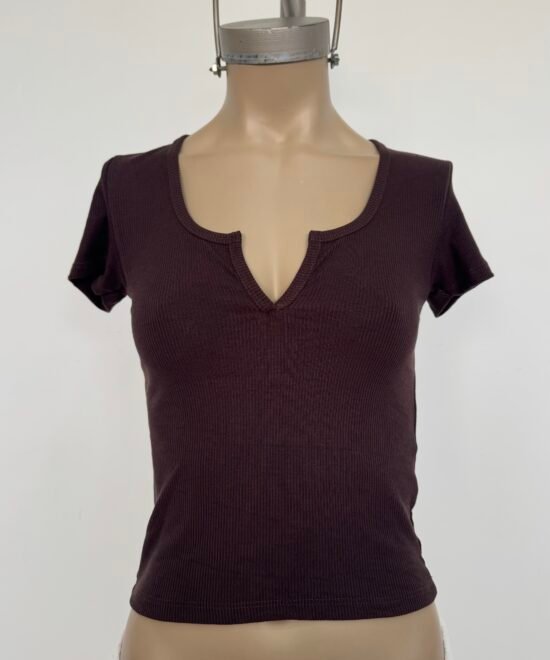Alternative view of 4599-Remera Morley Fino Cuello V Manga Corta