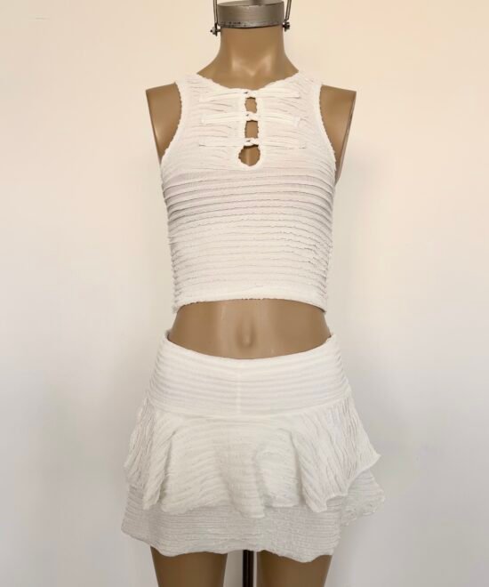 Alternative view of 2080/R-Musculosa Mini Ruffle Escote V Cavado Con 3 Alamares Nudo