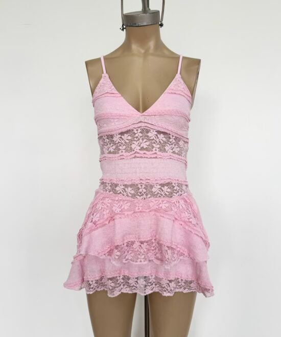 Alternative view of 285/ER-Vestido Encaje Ruffle Tirita Doble Volado Con Short Interno