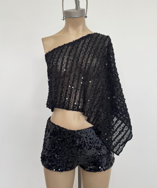 107/LCR-Capa Lentejuela Crochet Kerlina Un Hombro - Imagen 3