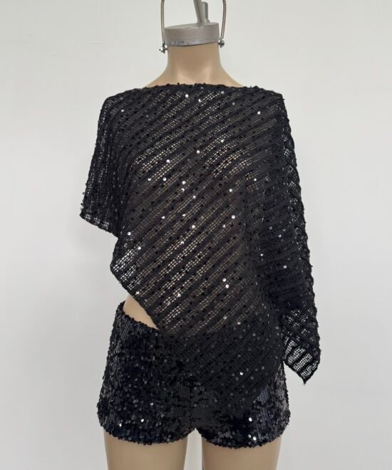 107/LCR-Capa Lentejuela Crochet Kerlina Un Hombro - Imagen 2
