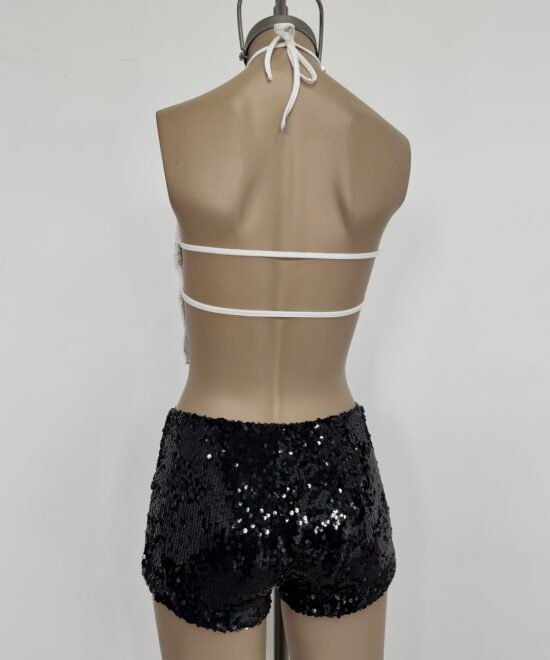 1707/LCR-Top Halter Lentejuela Crochet Kerlina Pico Con 2 Tiras Atras - Imagen 4