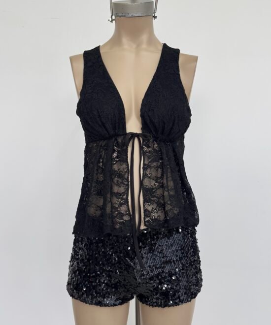 Alternative view of 2570/EL-Musculosa Encaje Lya Con Cordon Frunce Bajo Busto Para Atar Centro Y Con Espalda Frunce Elastico