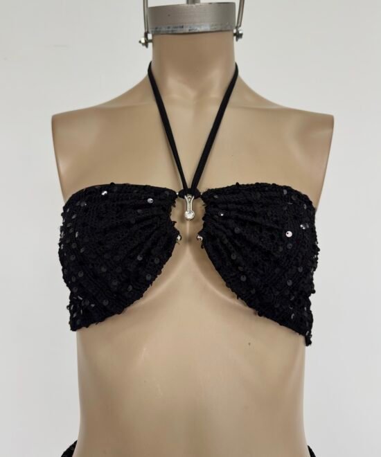 Alternative view of 1701/LCR-Bando Lentejuela Crochet Kerlina Centro Hebilla Brillo Con Tira Para Atar Cuello