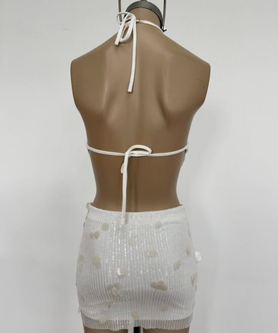 1221/CH-Top Lentejuela Chantal Halter Escote V Pico Para Atar Cuello Y Espalda Descubierta - Imagen 4
