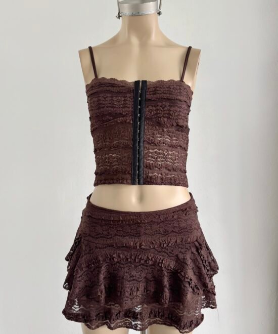 Alternative view of 1734/EM-Top Encaje Missha Tirita Bando Con Pechera Puntilla Y Cinta Corsetera
