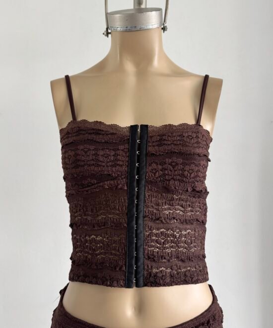 1734/EM-Top Encaje Missha Tirita Bando Con Pechera Puntilla Y Cinta Corsetera - Imagen 3